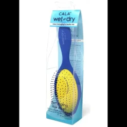 Cepillo de pelo desenredante azul y amarillo CALA Wet N Dry Cobalt Blue/ Yellow